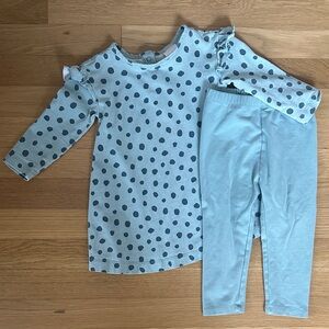 Hanna Andersson Light Blue Polka Dot Dress and Leggings